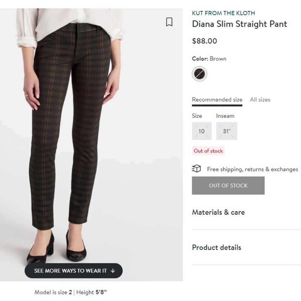 Kut from the Kloth Diana Slim Straight Pant (Size 10)